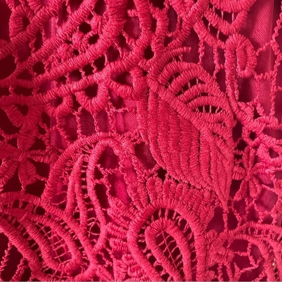 Lulu’s Dearly Beloved Red Crochet Lace Valentine’s Sundress Date mini Dress S - Picture 8 of 10